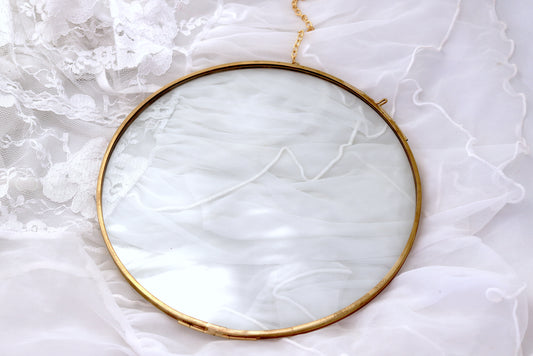 Round Hanging Glass Frame, DIY Herbarium Brass for Pressed Flowers | Floating Frame Double Panel Glass | Cottagecore Wall Decor Gift Craft
