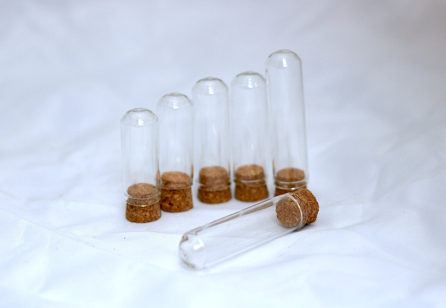Glass Dome Vials - 16*40,50,60, 12 pc | Bell Jar Bottles With Cork | DIY Craft Supply | Small Empty Clear Rounded Charms Pendant