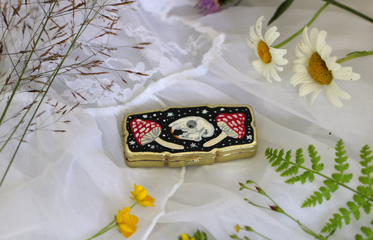 Painted Mini Pill Box | Grey Squirrel Oddity Casket | Real Taxidermy Curiosities | Goblincore Witchy Art Dark Cottagecore, Gothic Home Decor